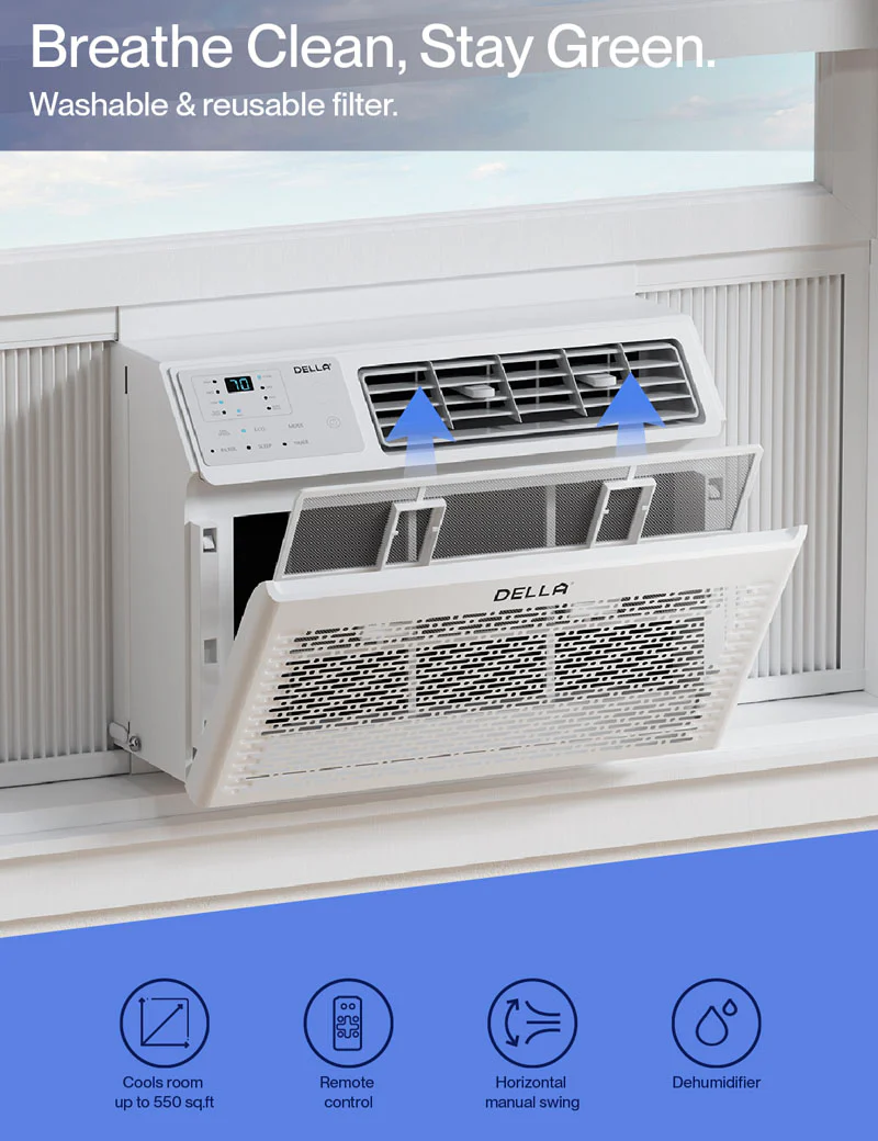 DELLA Fenestra Series 12000 BTU Smart Window AC with Remote/App Control, Cools Up to 550 Sq. Ft - Image 4