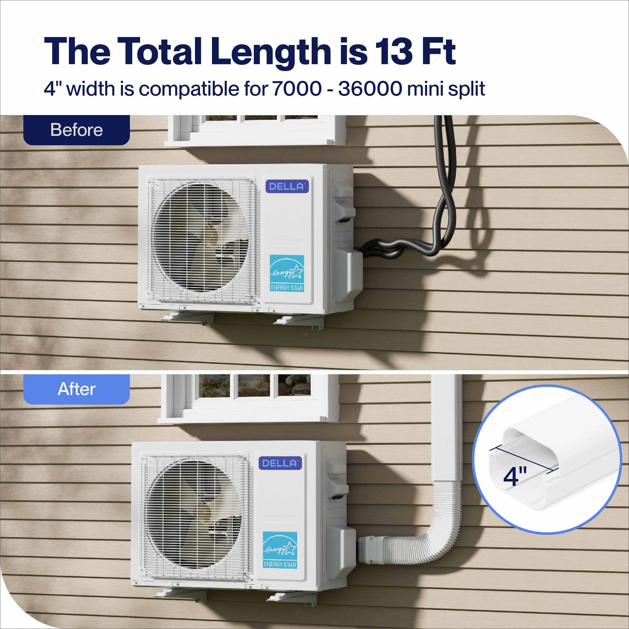 DELLA Mini Split Line Set Cover with Flexible Duct - Image 29